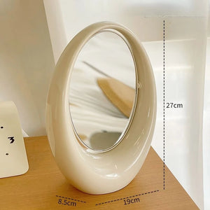 VILZSTUDIOS Korean Creative Oval Makeup Mirror Laser Double-sided Cosmetic Mirror Living Room Dressing Table Rotatable Mirror Home Decor