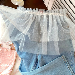 VILZSTUDIOS White Lace Polka Dot Embroidered Skirt