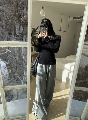 VILZSTUDIOS Hollow Out Ripped Knitted Long-Sleeve Top