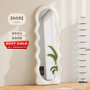 VILZSTUDIOS JC Wave full-body mirror Floor Ultra-clear and non-deforming fitting Cream wind full-length Special-shaped mirror