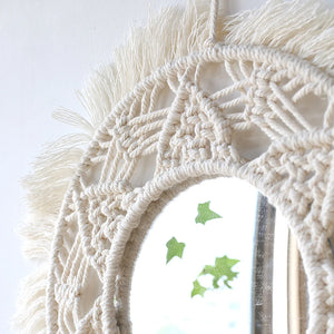 VILZSTUDIOS Decorative Mirrors Wall Decor Macrame Round Mirror Boho Home Decor Mirrors for Bedroom Living Room Bathroom Baby Room Decoration