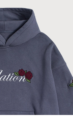 VILZSTUDIOS Vintage Washed Embroidery Boxy Hoodies