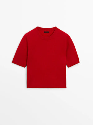 VILZSTUDIOS Red Wool Short Sleeve Sweater