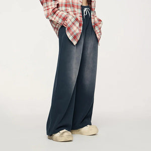 VILZSTUDIOS Washed Straight Wide Leg Casual Pants