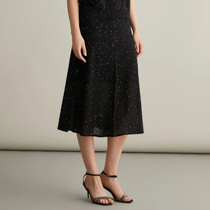 VILZSTUDIOS Luxury Knitted Sequin Silk Linen Skirt