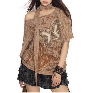 VILZSTUDIOS Y2K butterfly patch tee from VILZSTUDIOS