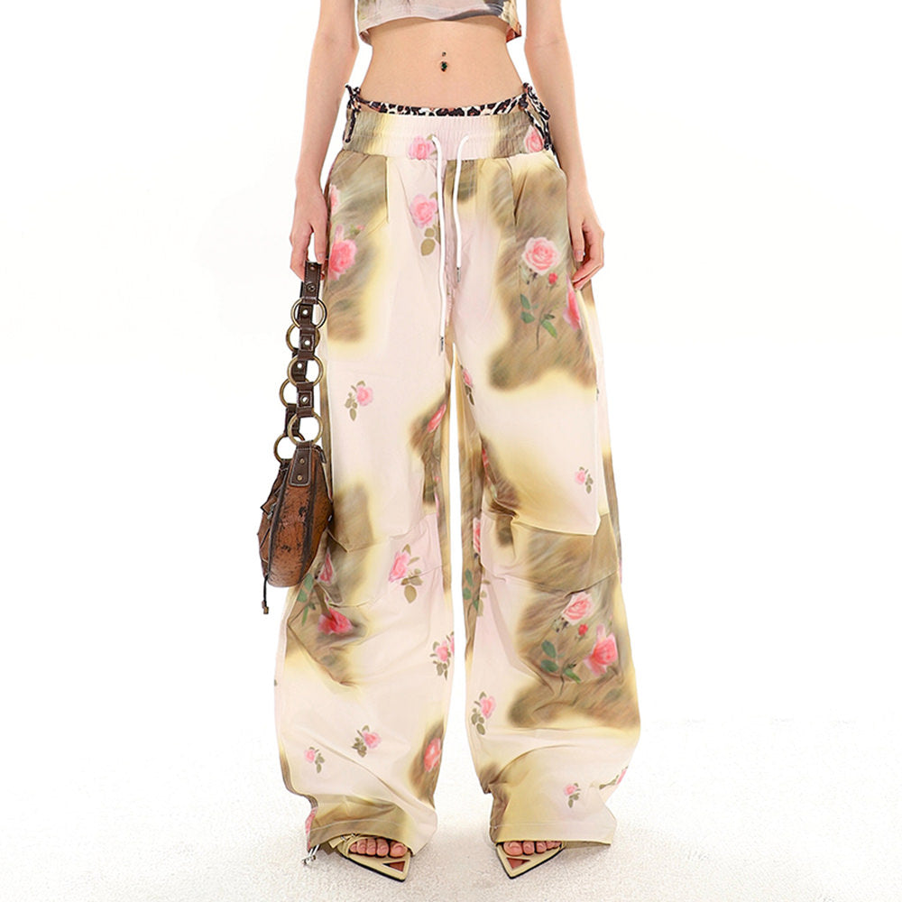 VILZSTUDIOS Aesthetic baggy floral cargo pants for streetwear fashion