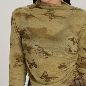 VILZSTUDIOS Stylish long sleeve top with butterfly design