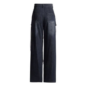 VILZSTUDIOS Stylish wide-leg jeans with ripped details and chain accents