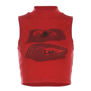 VILZSTUDIOS Aesthetic grunge eyes print crop top