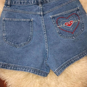 VILZSTUDIOS denim shorts with embroidery details