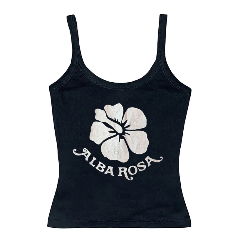 VILZSTUDIOS Y2K aesthetic tank top featuring hibiscus graphic