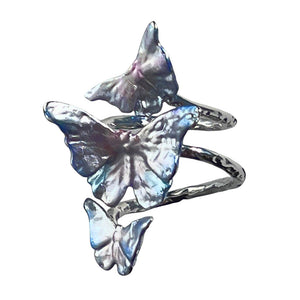 VILZSTUDIOS Aesthetic layered butterfly ring in reflective finish
