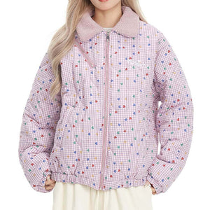 VILZSTUDIOS Aesthetic pink heart pattern jacket
