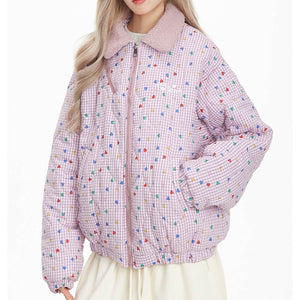VILZSTUDIOS Aesthetic pink heart pattern jacket