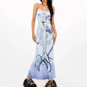 VILZSTUDIOS Aesthetic maxi dress with skeleton print