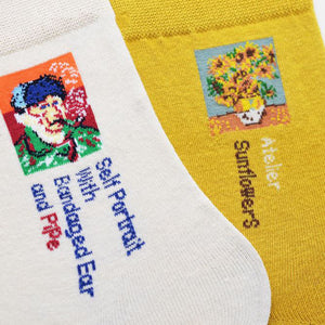 VILZSTUDIOS Artistic floral socks featuring Van Gogh's sunflowers design