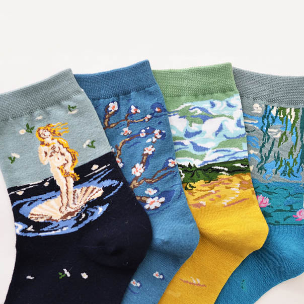 VILZSTUDIOS Artistic socks featuring Van Gogh's floral design