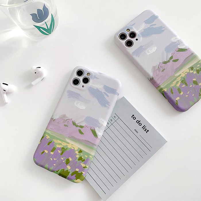 VILZSTUDIOS Artistic iPhone case featuring a lavender oil painting design