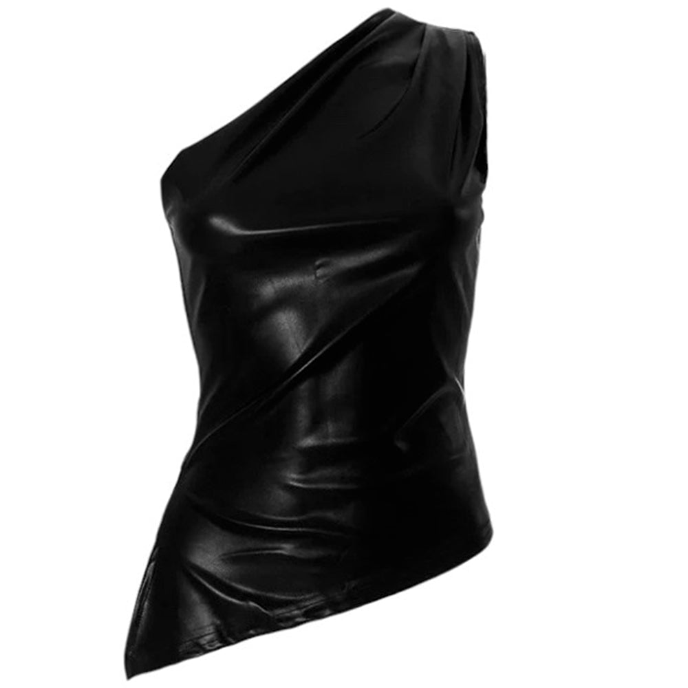 VILZSTUDIOS Asymmetrical one-shoulder top in faux leather