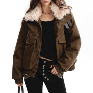VILZSTUDIOS Stylish aviator jacket with faux fur collar and pockets