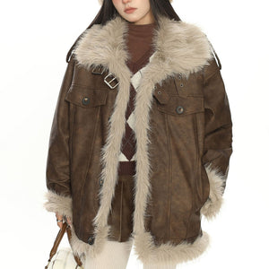 VILZSTUDIOS Stylish aviator jacket with fur trim