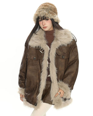 VILZSTUDIOS Stylish aviator jacket with fur trim