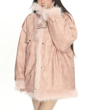VILZSTUDIOS Stylish aviator jacket with fur trim
