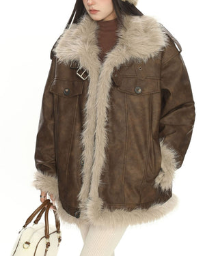 VILZSTUDIOS Stylish aviator jacket with fur trim
