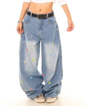 VILZSTUDIOS Baggy jeans with star embroidery design