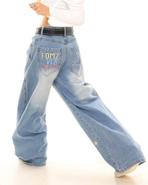 VILZSTUDIOS Baggy jeans with star embroidery design