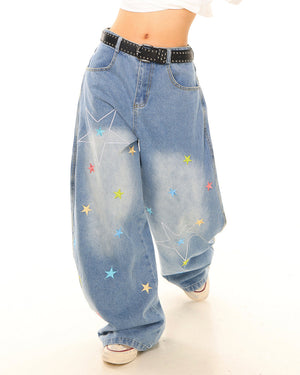 VILZSTUDIOS Baggy jeans with star embroidery design