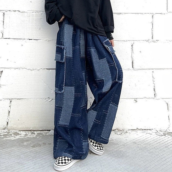 VILZSTUDIOS Baggy patchwork denim trousers for streetwear style
