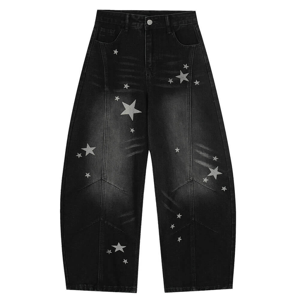 VILZSTUDIOS baggy star print distressed jeans
