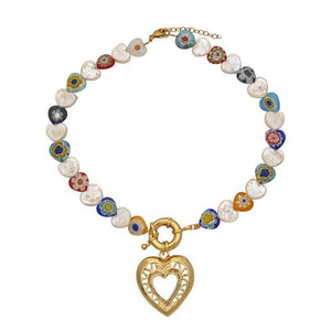 VILZSTUDIOS Stylish heart beaded choker accessory