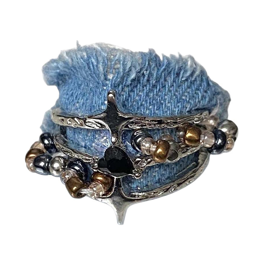 VILZSTUDIOS Fashion ring featuring denim and beads