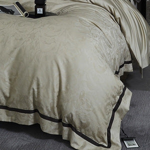 VILZSTUDIOS steel grey bird and botanical damask duvet cover set with charcoal flange borders