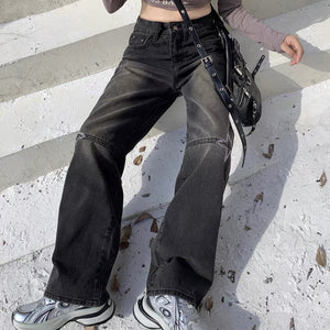 VILZSTUDIOS Black ripped knee denim jeans for stylish streetwear