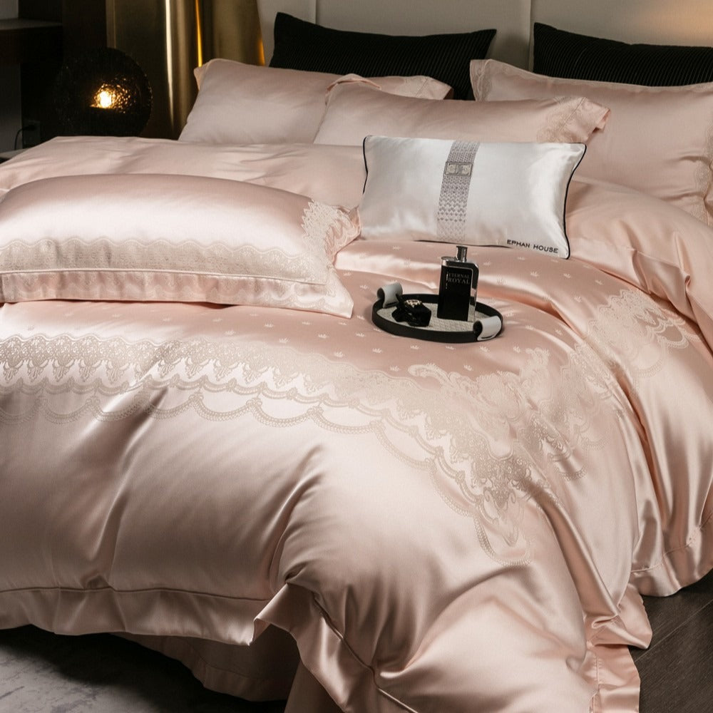 Blush Scrollwork Duvet Cover Set