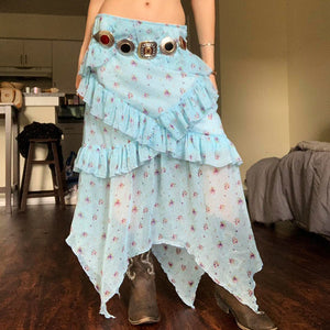 VILZSTUDIOS Floral layered maxi skirt by VILZSTUDIOS
