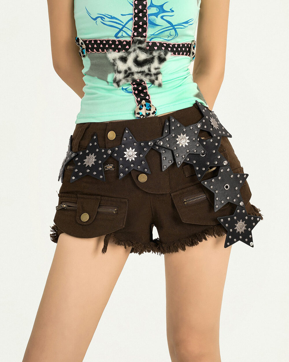VILZSTUDIOS Stylish star-embellished vegan leather belt