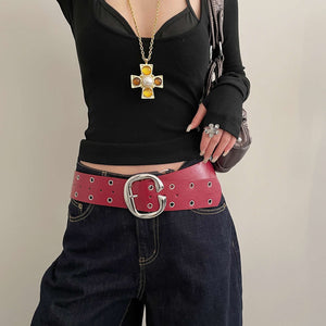 VILZSTUDIOS white bold c-shaped buckle belt