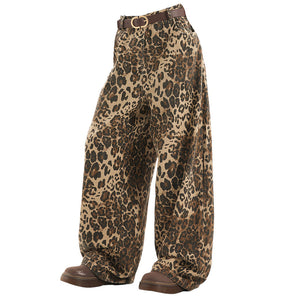 VILZSTUDIOS Wide-leg leopard print pants for streetwear fashion