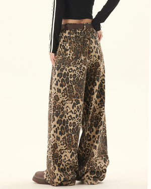 VILZSTUDIOS Wide-leg leopard print pants for streetwear fashion
