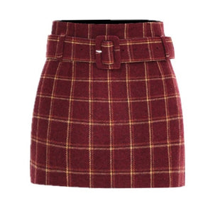 VILZSTUDIOS Stylish plaid A-line skirt in red