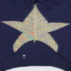 VILZSTUDIOS Cropped zip-up hoodie with star print design