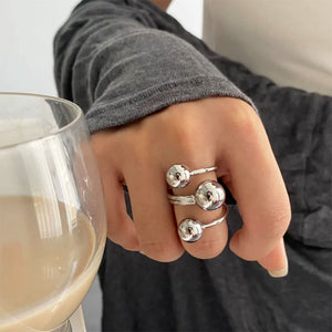 VILZSTUDIOS Adjustable triple ball statement ring for stylish accessories