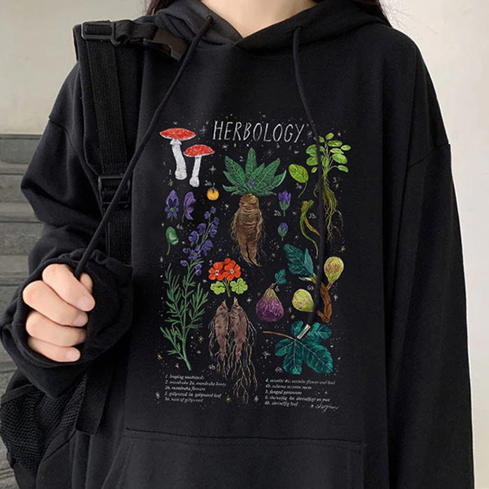 VILZSTUDIOS Botanical graphic oversized hoodie for streetwear fashion
