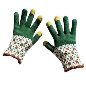 VILZSTUDIOS Stylish knit gloves with floral design