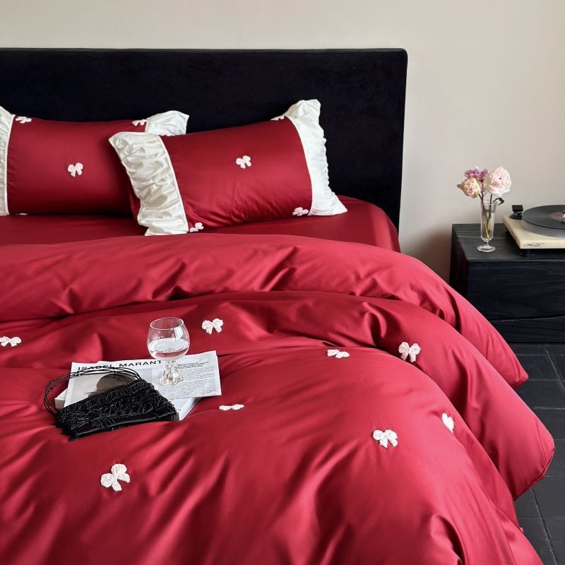 Bow Ruffle Duvet Cover Set